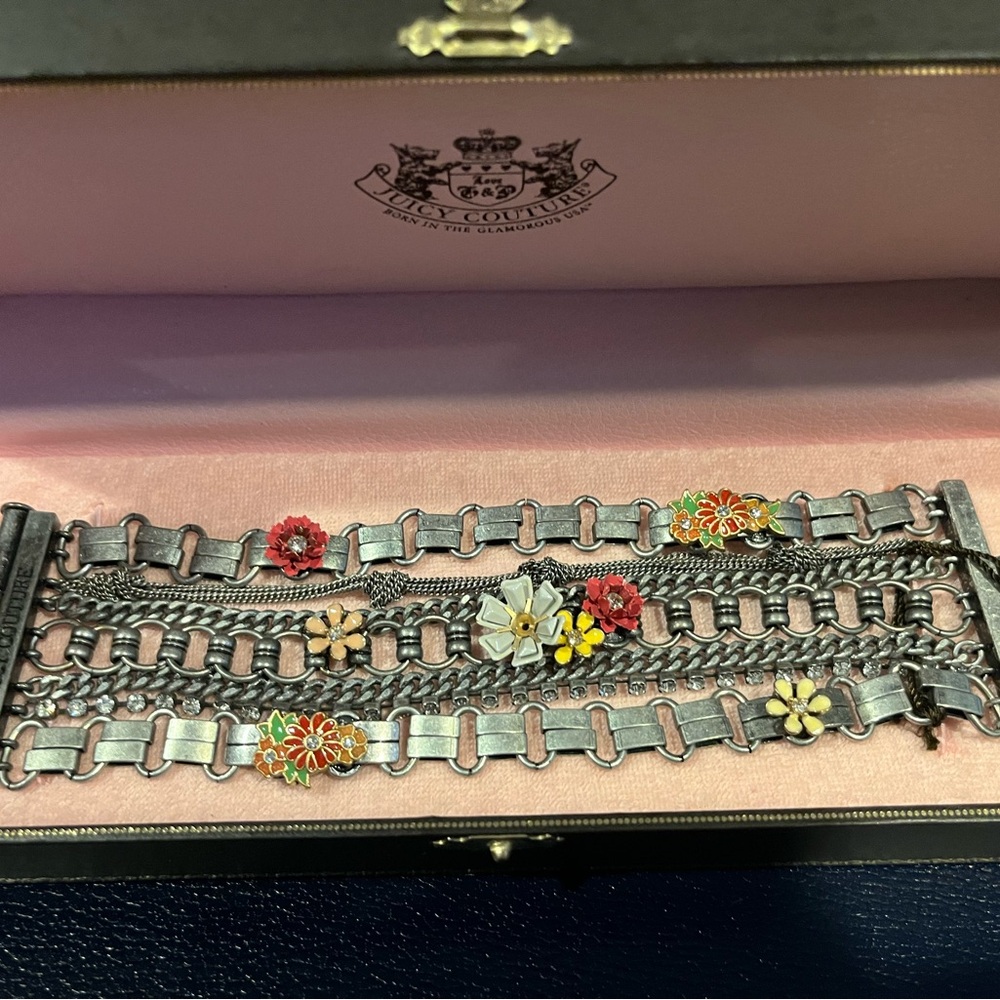 Juicy Couture Multicolor Floral Chain Bracelet
